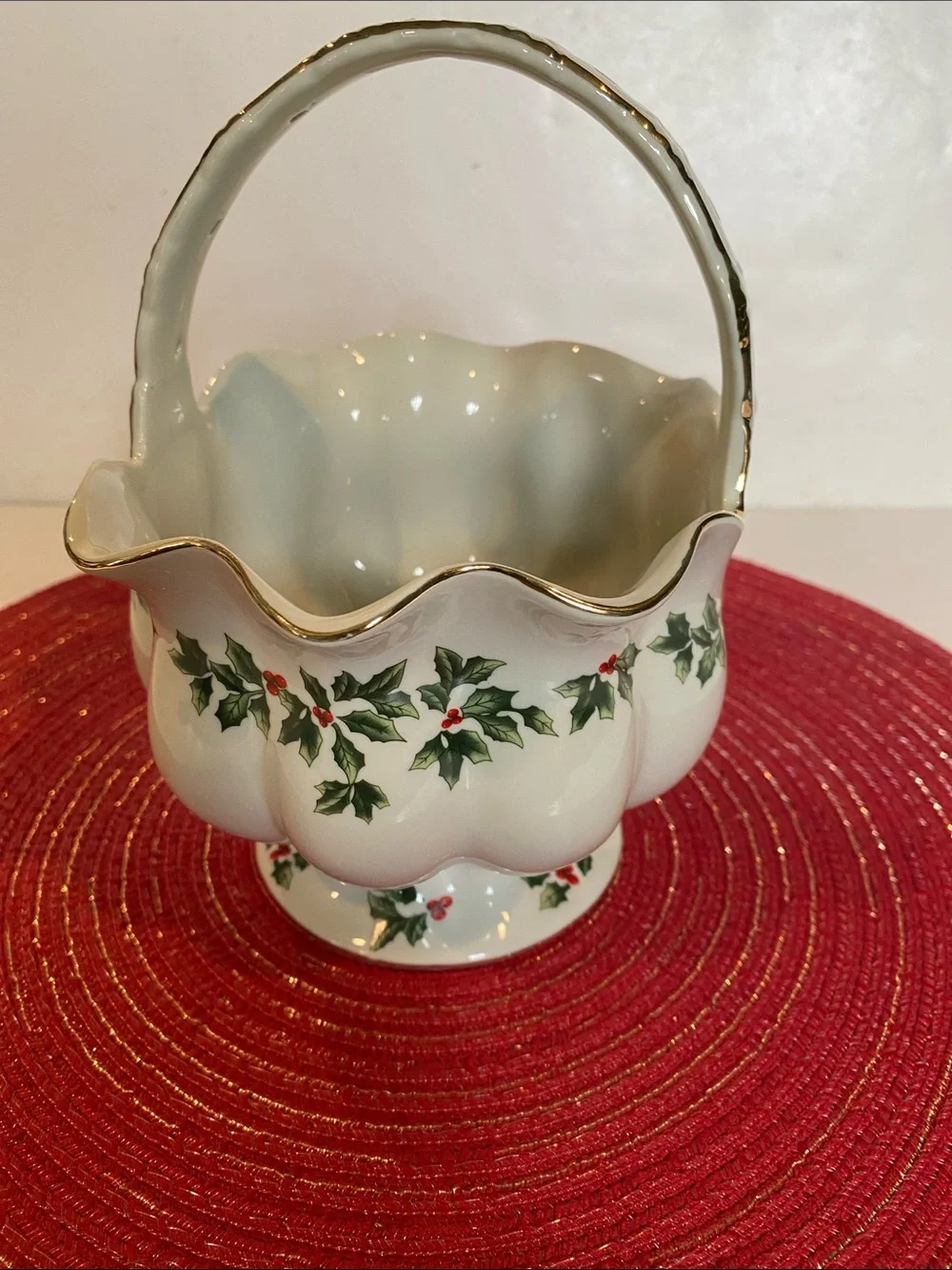 Living Quarters Porcelain Footed Holiday Basket